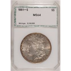 1881-S MORGAN DOLLAR PCI MS64