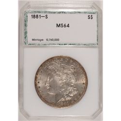 1881-S MORGAN DOLLAR PCI MS64