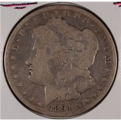 1891-CC MORGAN DOLLAR VG