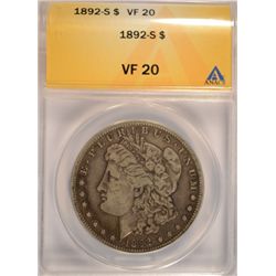 1892 S MORGAN DOLLAR ANACS VF 20