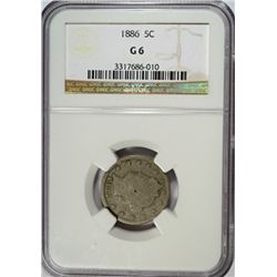 1886 LIBERTY NICKEL NGC G-VG 6