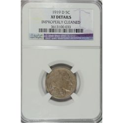 1919 D BUFFALO NICKEL NGC XF, INSIGNIFICANT CLEANING