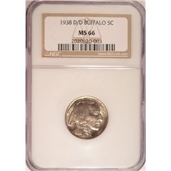 1938 D/D BUFFALO NICKEL NGC MS66