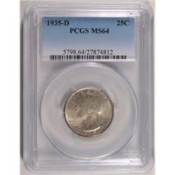 1935 D WASHINGTON QUARTER PCGS MS64 SUPER