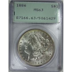 1886 MORGAN DOLLAR PCGS MS-63 OLD RATTLER HOLDER