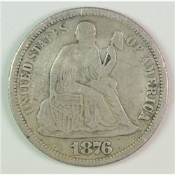 1876-CC DIME, VF  SCARCE
