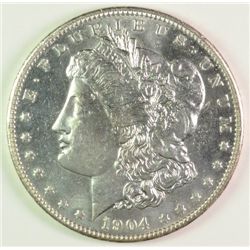 1904-O MORGAN SILVER DOLLAR,  MS-65 DMPL WHITE, BEAUTIFUL COIN, MARK FREE  SUPER