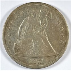 1871 SEATED DOLLAR VF-EF DETAIL; CLEANED