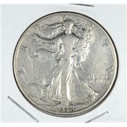 1938-D WALKING LIBERTY HALF DOLLAR VF