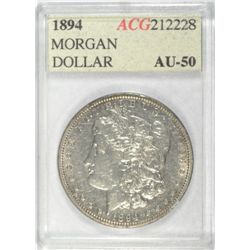 1894 MORGAN DOLLAR ACG AU 50