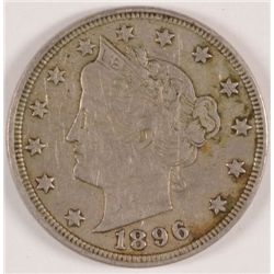 1896 LIBERTY NICKEL XF, A NICE TONED NICKEL WITH A GREAT LOOK