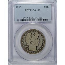 1915 BARBER HALF DOLLAR PCGS VG8