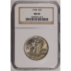 1934 WALKING LIBERTY HALF DOLLAR NGC MS 65 GEM!