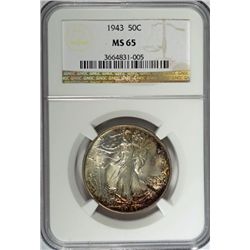 1943 WALKING LIBERTY HALF DOLLAR NGC MS65 GEM, A CHERRY/ WHITE AND SOME SUPERB