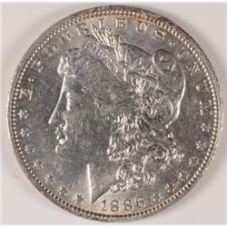 1886-O MORGAN SILVER DOLLAR, AU-58  LOOKS BU!