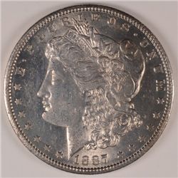 1887-S MORGAN SILVER DOLLAR, AU-58  NICE!