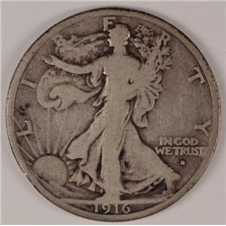 1916-S WALKING LIBERTY HALF DOLLAR, VG/FINE KEY COIN