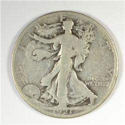 1921-D WALKING LIBERTY HALF DOLLAR, VG    A RARE HALF DOLLAR