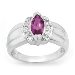 Genuine 1.57 ctw Amethyst & Diamond Ring 10K White Gold
