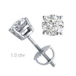 Natural 1.0 ctw Diamond Stud Earrings 14K White Gold