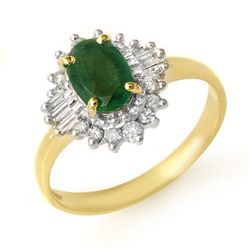 Genuine 1.25 ctw Emerald & Diamond Ring 10K Yellow Gold