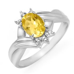 Genuine 1.04 ctw Citrine & Diamond Ring 10K White Gold