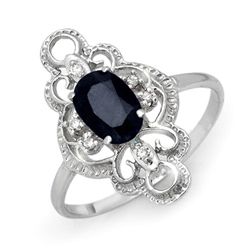 Genuine 1.10 ctw Sapphire & Diamond Ring 10K White Gold