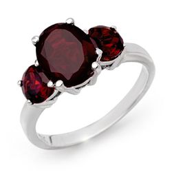 Genuine 3.05 ctw Garnet Ring 10K White Gold