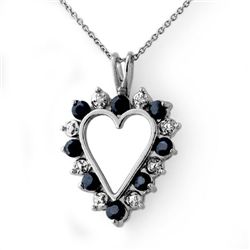Genuine 1.10 ctw Sapphire & Diamond Pendant White Gold