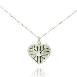 Silver CZ Necklace .925 Ladies Sterling Jewelry stp00274