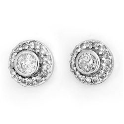 Natural 0.90 ctw Diamond Stud Earrings 14K White Gold