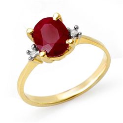 Genuine 3.0 ctw Ruby & Diamond Ring 14K Yellow Gold