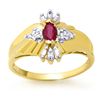Image 1 : Genuine 0.22 ctw Ruby & Diamond Ring 10K Yellow Gold