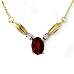 Genuine 1.30 ctw Garnet & Diamond Necklace Yellow Gold