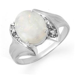 Genuine 0.93 ctw Opal & Diamond Ring 10K White Gold