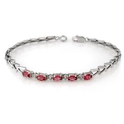 Genuine 1.50 ctw Pink Tourmaline Bracelet 10K White Gold
