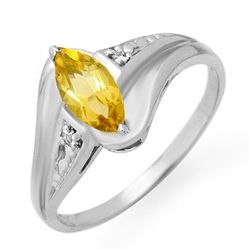 Genuine 0.36 ctw Citrine & Diamond Ring 10K White Gold