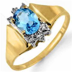 Genuine 1.03 ctw Blue Topaz & Diamond Ring 10K Gold