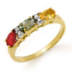Genuine 1.10 ctw Multi-Sapphire & Diamond Ring 10K Gold