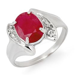 Genuine 3.12 ctw Ruby & Diamond Ring 14K White Gold