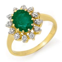 Genuine 1.46 ctw Emerald & Diamond Ring 10K Yellow Gold