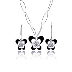 Silver CZ Necklace .925 Ladies Sterling Jewelry bgs00144