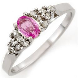 Genuine 0.50 ctw Pink Sapphire & Diamond Ring 10K Gold