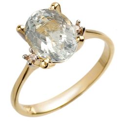 Genuine 2.04 ctw Aquamarine & Diamond Ring 14K Gold