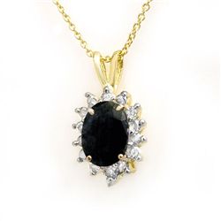 Genuine 1.0 ctw Sapphire & Diamond Pendant Yellow Gold