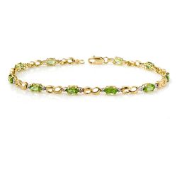 Genuine 2.26 ctw Peridot & Diamond Bracelet Yellow Gold