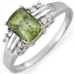 Genuine 1.41ct Green Tourmaline & Diamond Ring 10K Gold