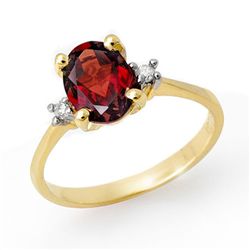 Genuine 1.54 ctw Garnet & Diamond Ring 10K Yellow Gold