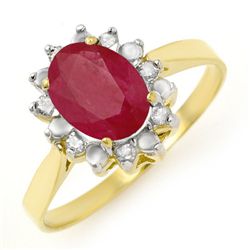 Genuine 1.78 ctw Ruby & Diamond Ring 10K Yellow Gold