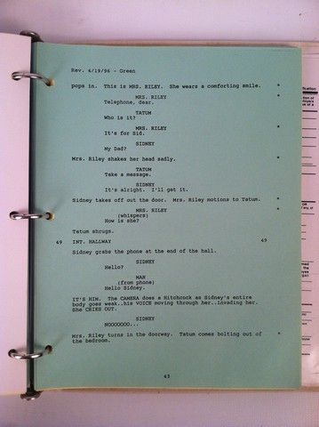 Scream Original Script/Revised Pages/Production Notes/Call Sheets